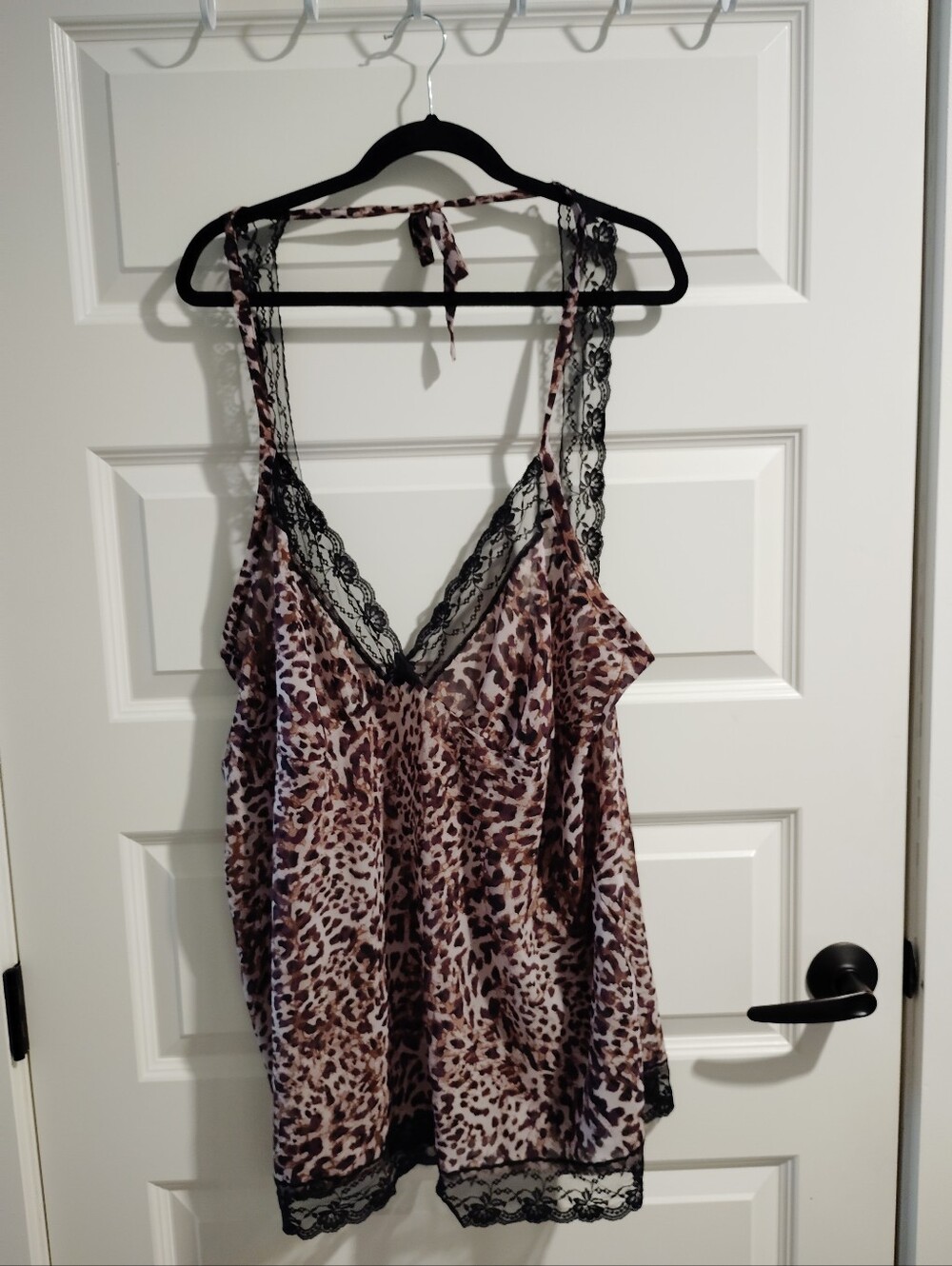 Adore Me 2X Leopard Print Lace Chemise Sleep Dress Plus Size Lingerie Nightgown